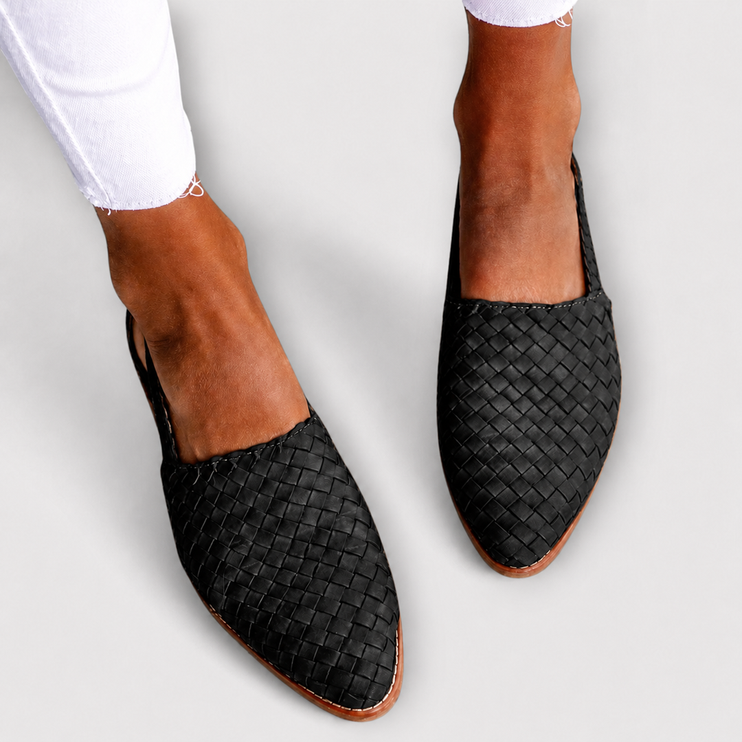 Simone | Loafers Braided A Strap Back - Black