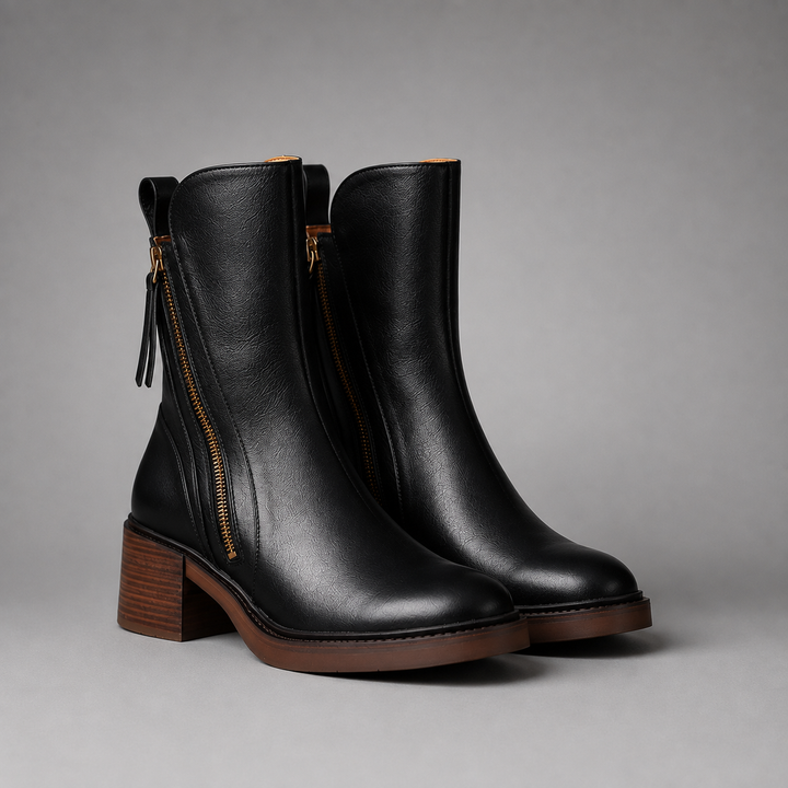 Fiorenza | Elegant Leather Ankle Boots - Helen & Olivia Manhattan
