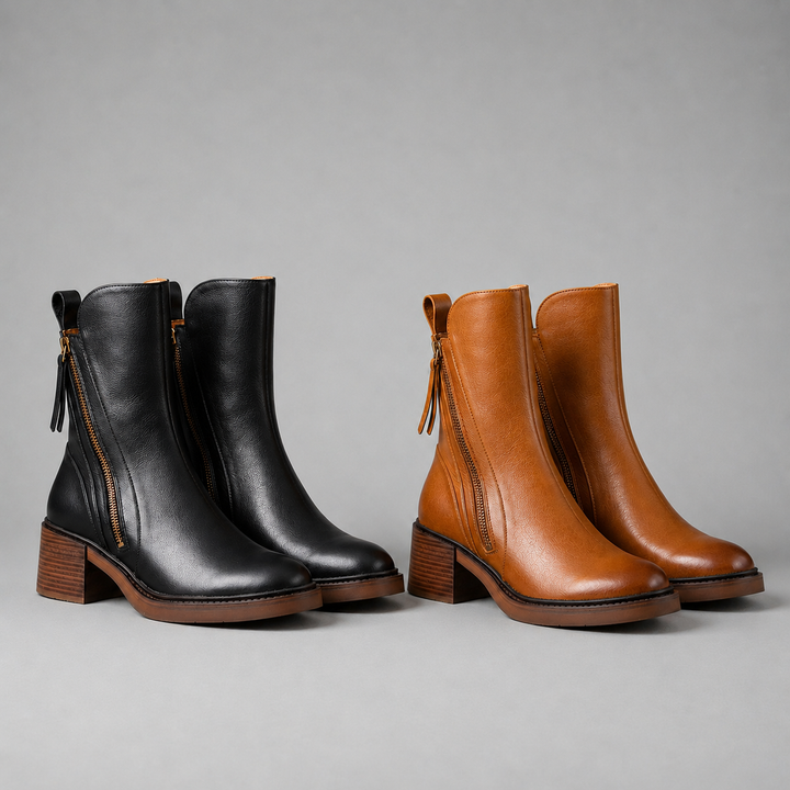 Fiorenza | Elegant Leather Ankle Boots - Helen & Olivia Manhattan