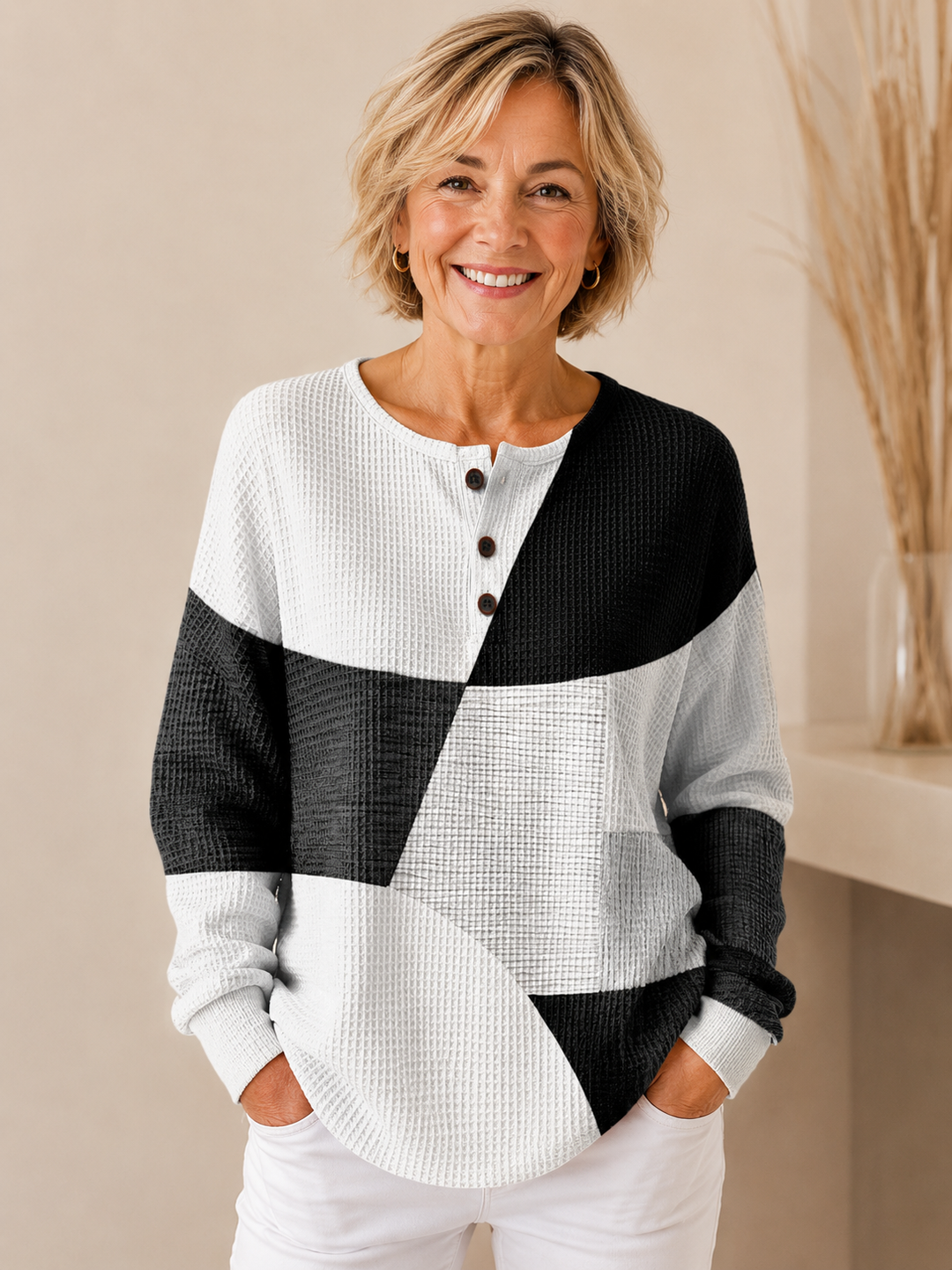 Crestine | Colour Block Sweater - Grey