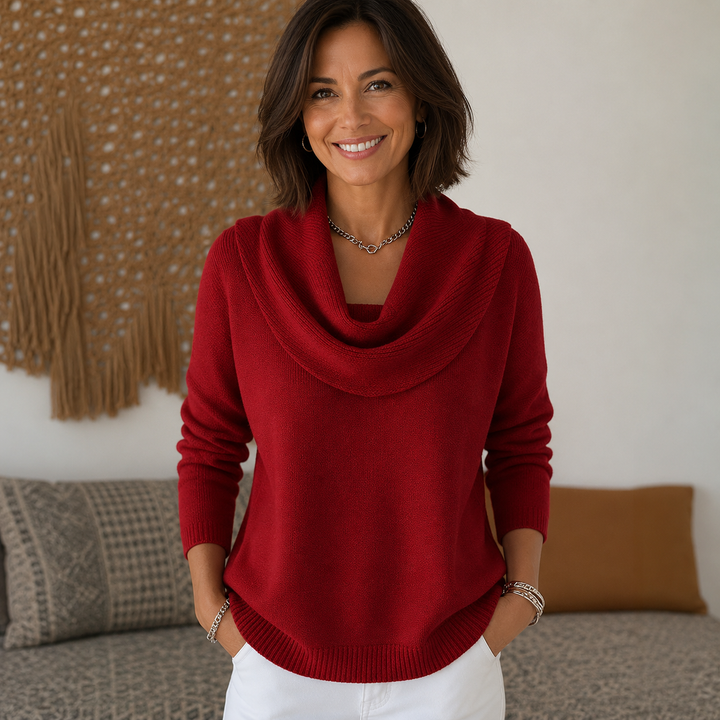 Juliette | Cowl Neck Sweater - Red