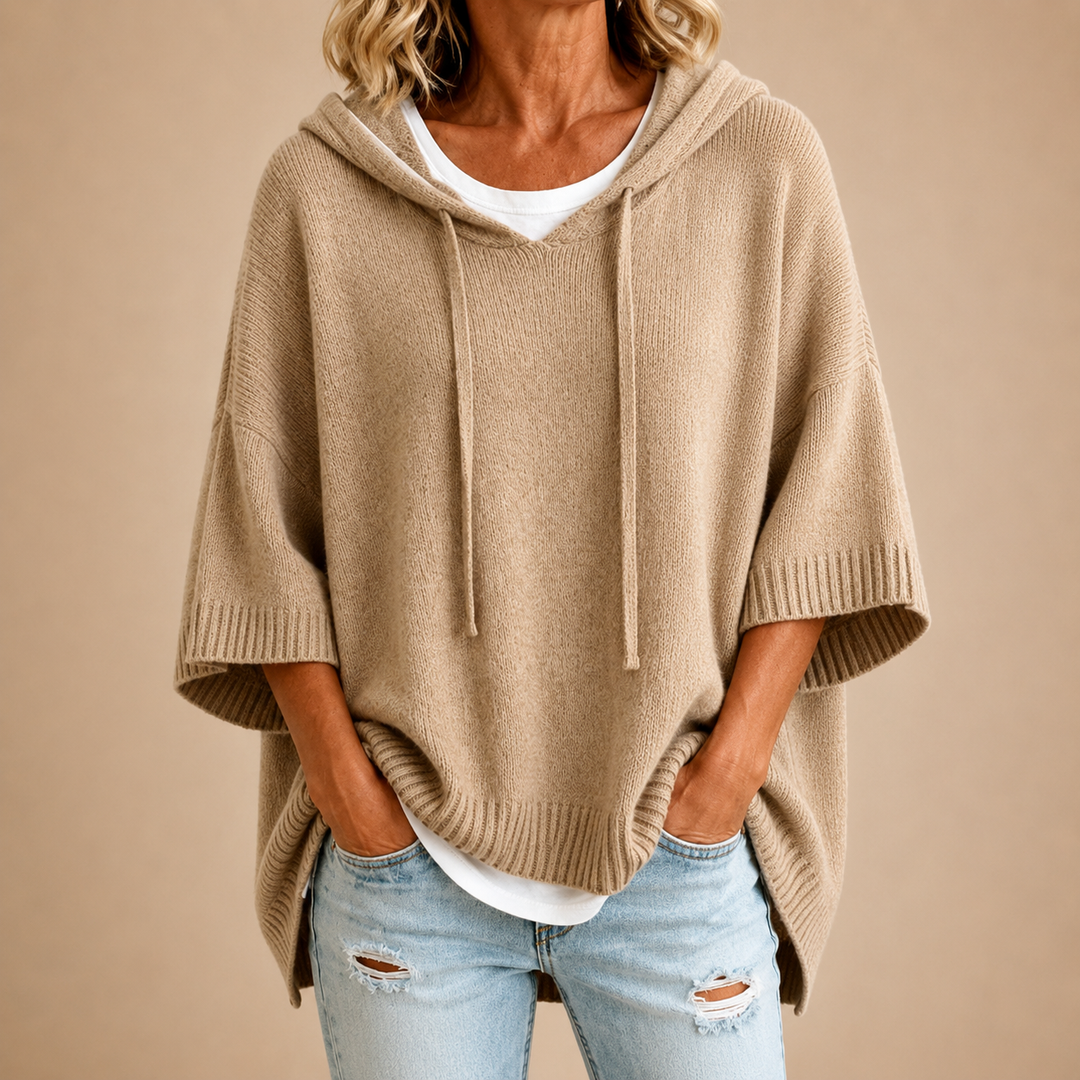 Ottavia | Hooded Poncho Sweater - Cachi