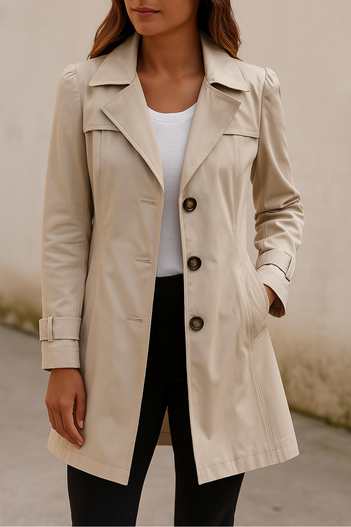 Sophie | Classic Trench Coat with Elegant Lines - Black