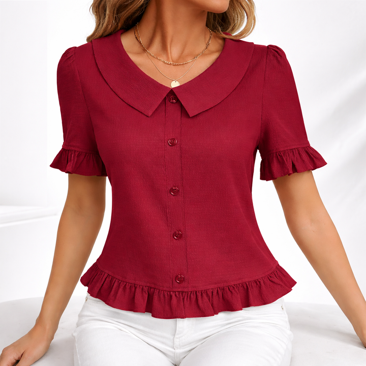 Sienna | Collar Ruffle Blouse - Helen & Olivia Manhattan