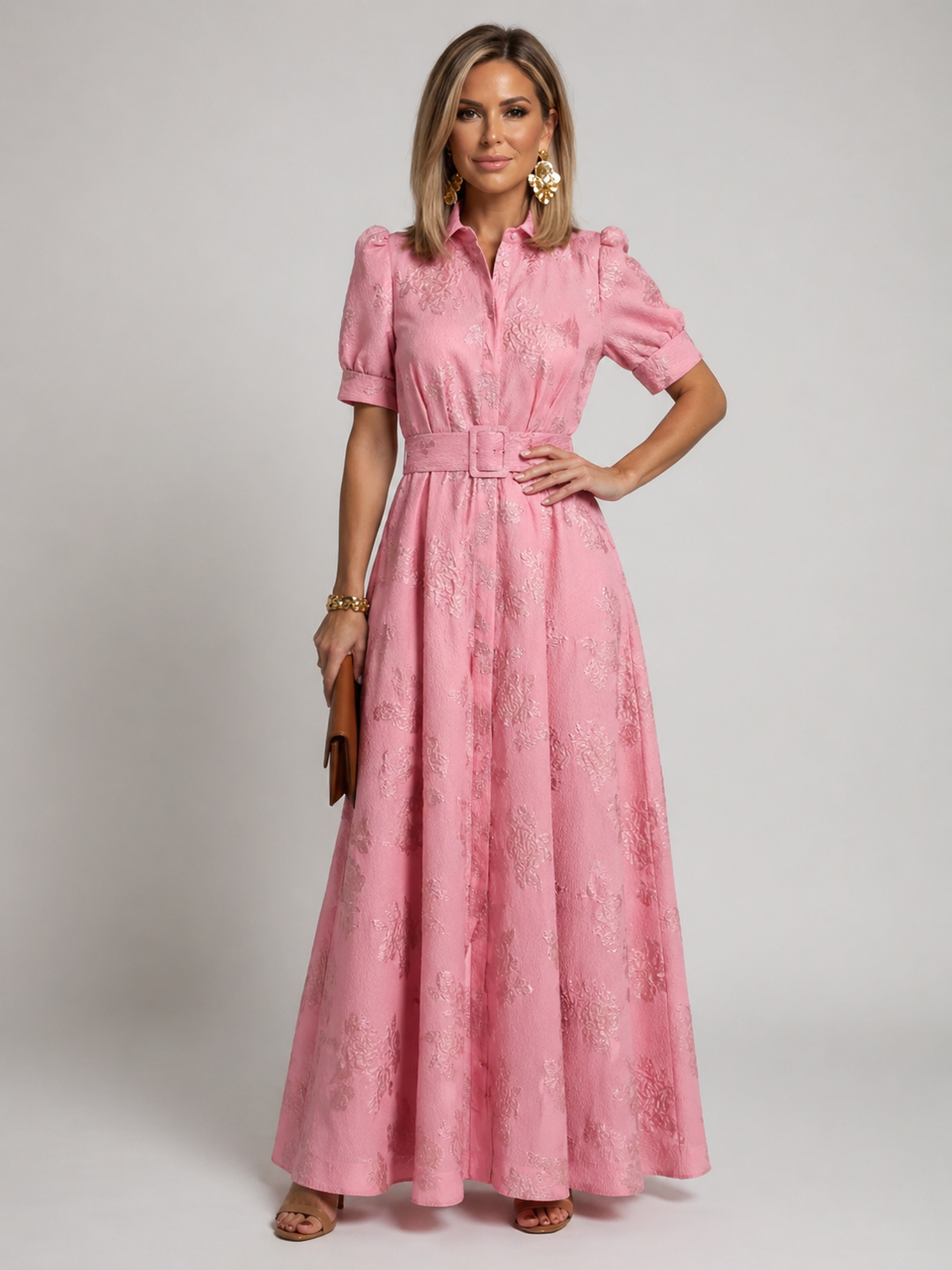 Belted Floral Maxi Dress