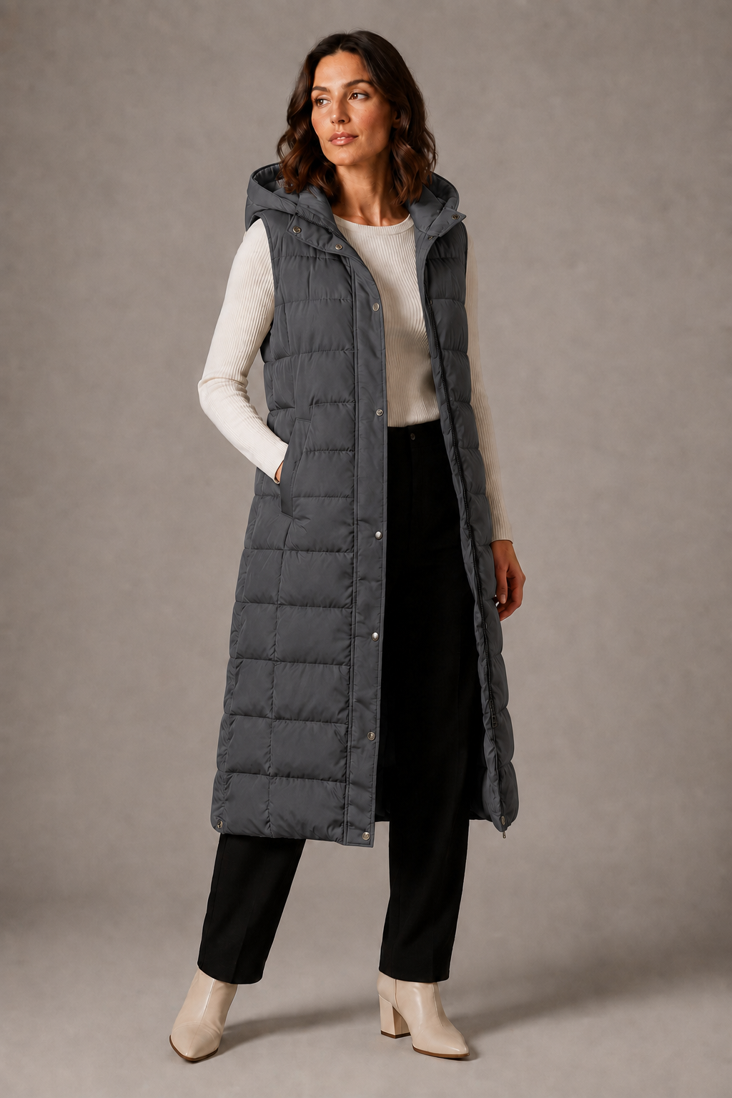 Iris | Vest Longue À Hooded - Green