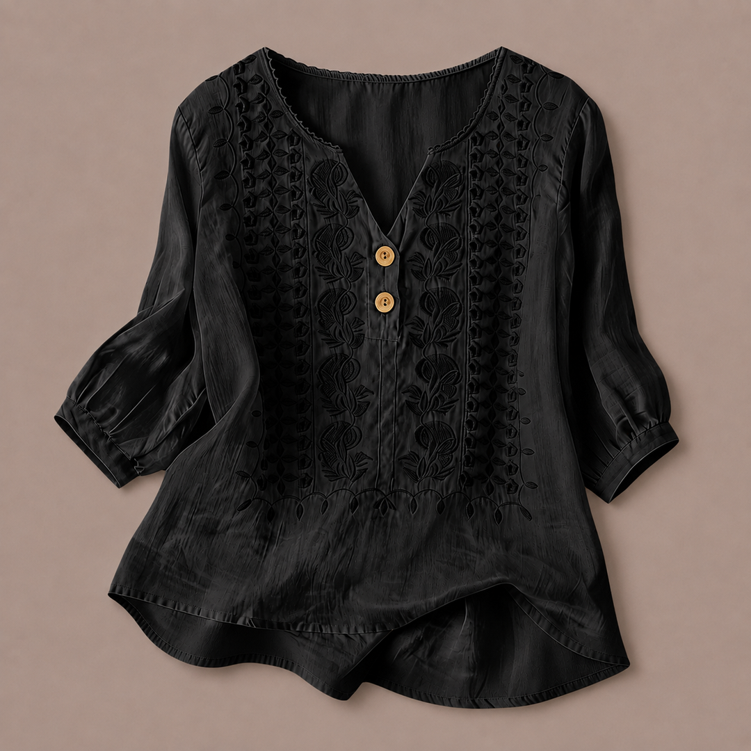Adelina | Cotton Linen Blouse - Helen & Olivia Manhattan