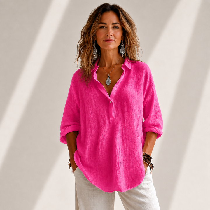 Maren | Cotton Linen Blouse - Helen & Olivia Manhattan