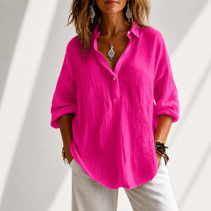 Maren | Cotton Linen Blouse - Helen & Olivia Manhattan
