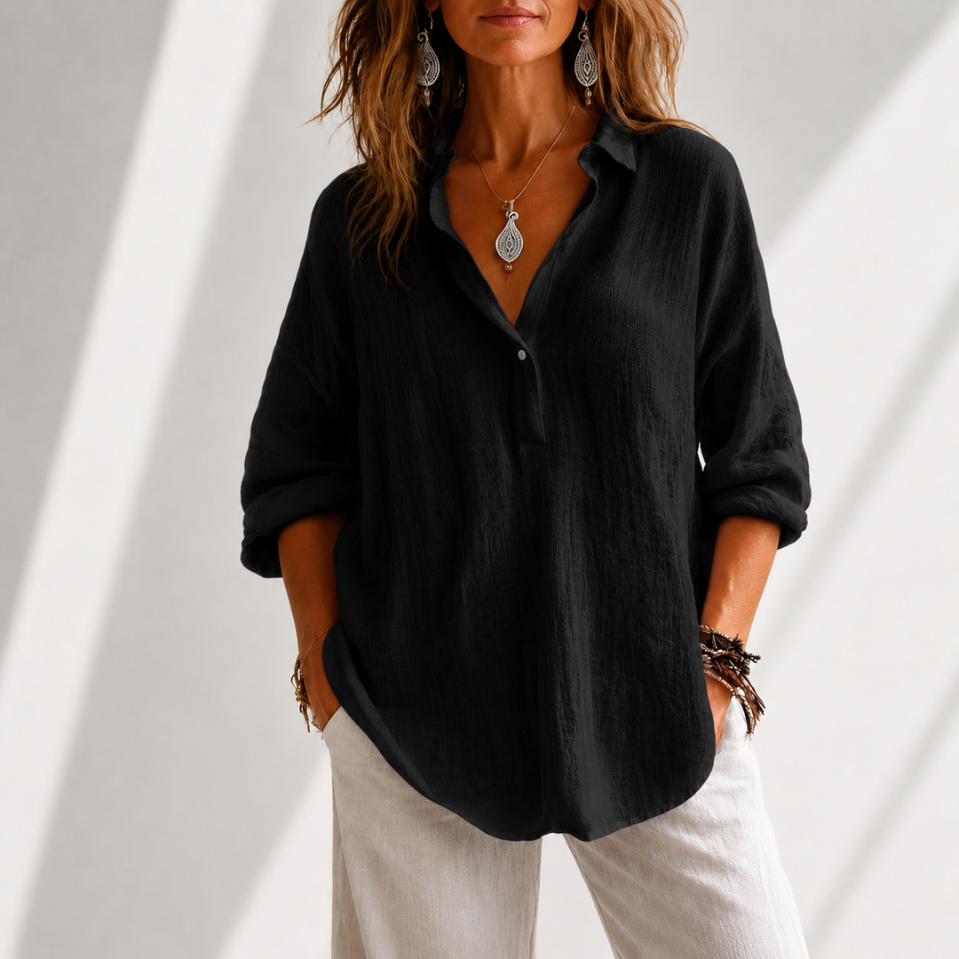 Maren | Cotton Linen Blouse - Helen & Olivia Manhattan