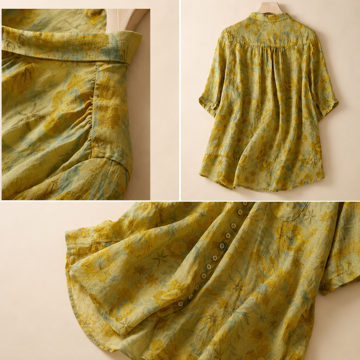 Marigold | Cotton Linen Blouse - Helen & Olivia Manhattan