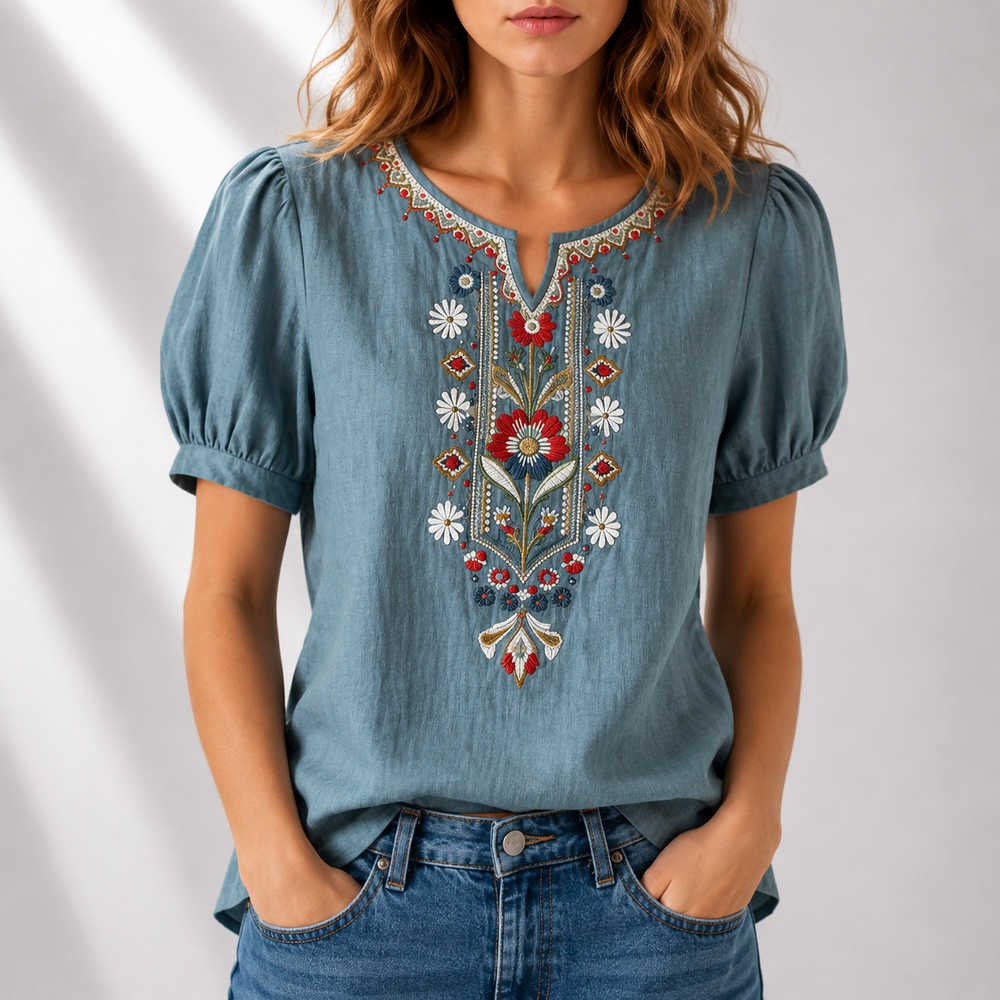 Seraphina | Floral Embroidered Blouse - Helen & Olivia Manhattan