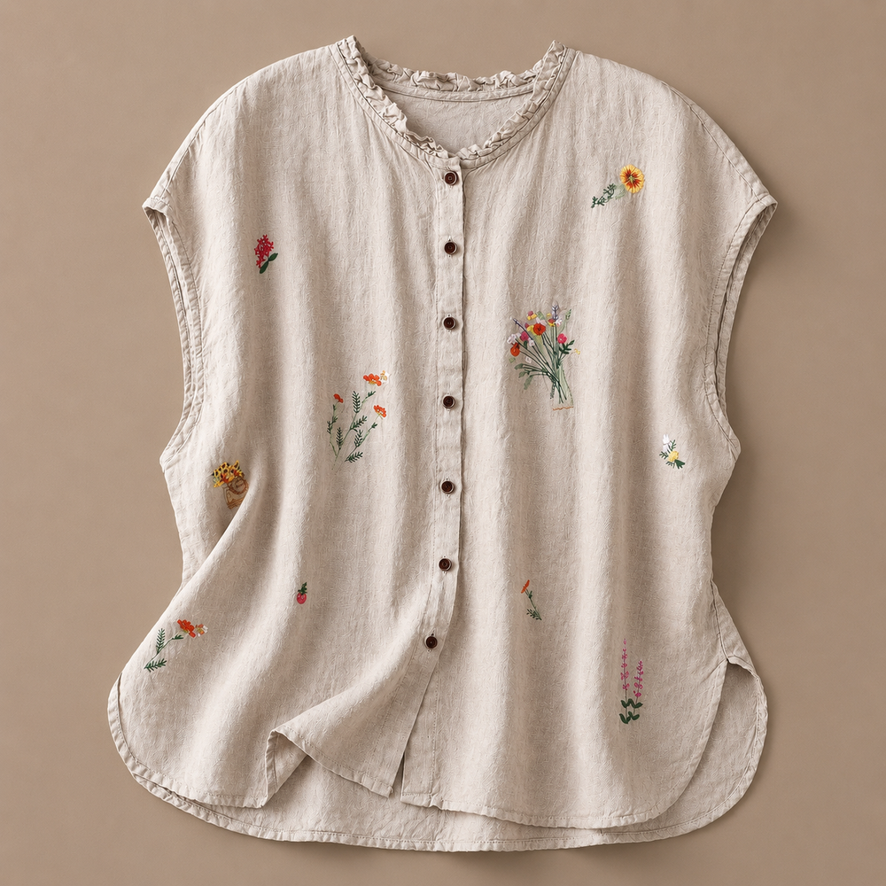 Jasmine | Cotton Linen Blouse - Helen & Olivia Manhattan
