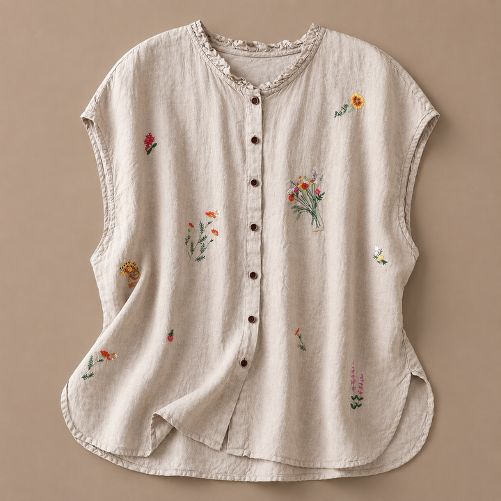 Jasmine | Cotton Linen Blouse - Helen & Olivia Manhattan