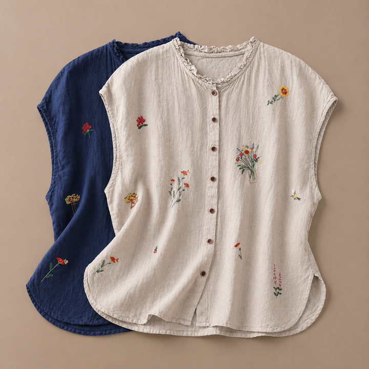 Jasmine | Cotton Linen Blouse - Helen & Olivia Manhattan