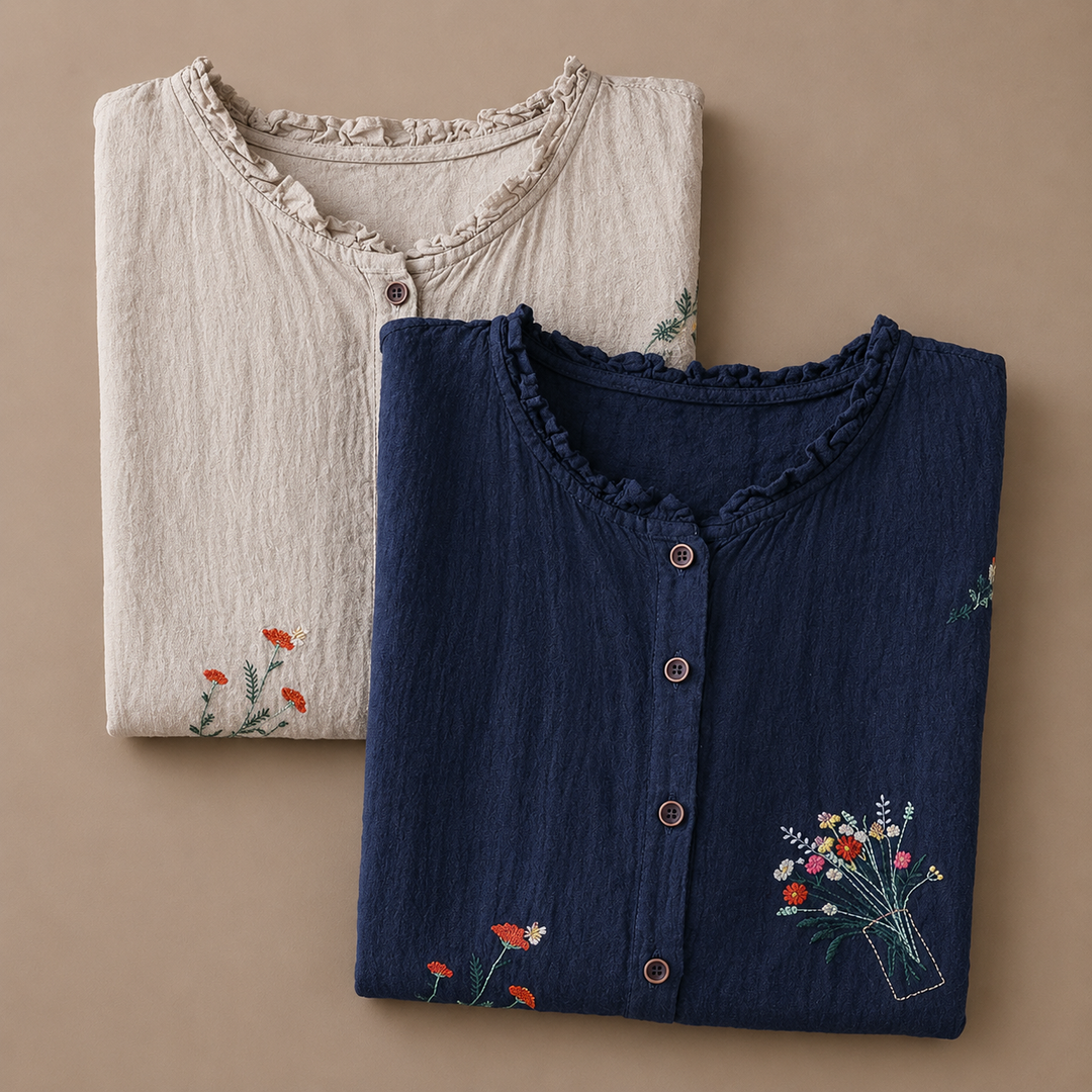 Jasmine | Cotton Linen Blouse - Helen & Olivia Manhattan