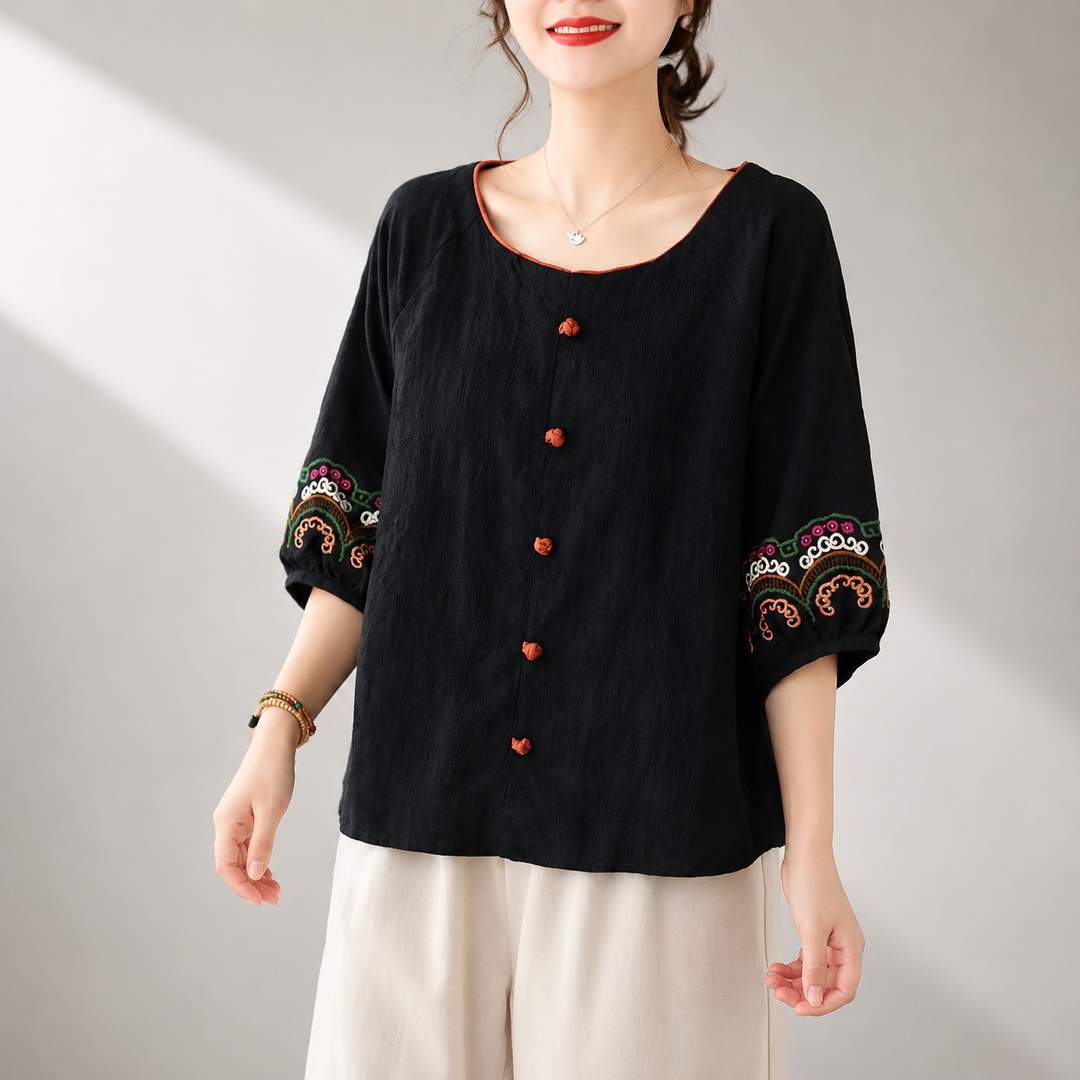 Maribel | Cotton Linen Blouse - Helen & Olivia Manhattan