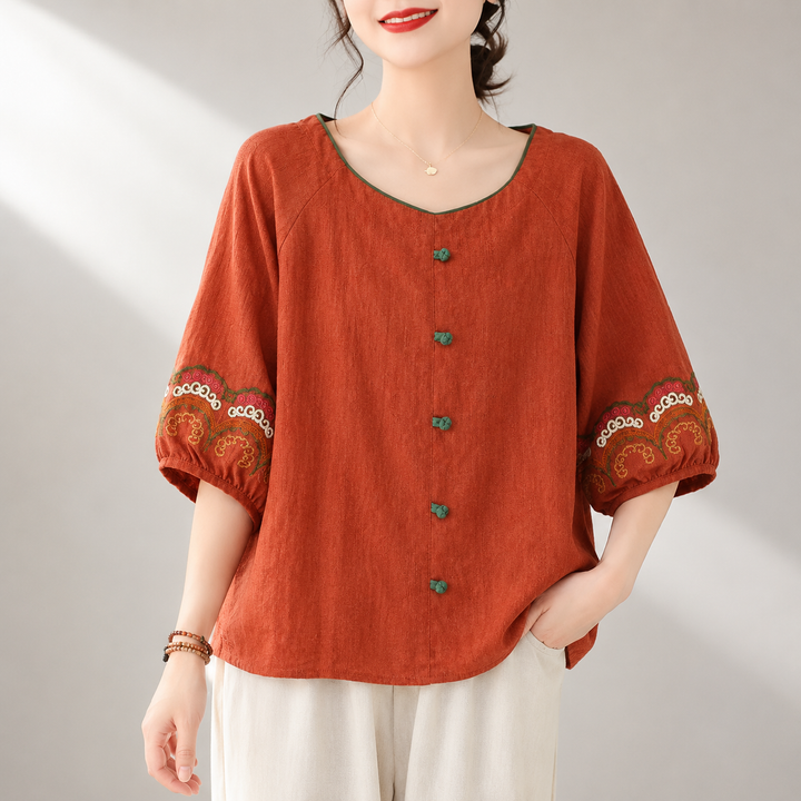 Maribel | Cotton Linen Blouse - Helen & Olivia Manhattan