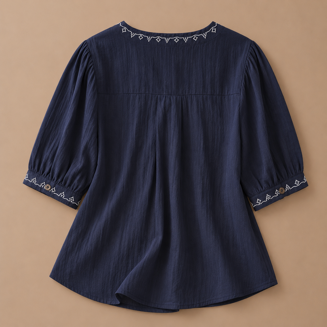 Solenne | Cotton Linen Blouse - Helen & Olivia Manhattan