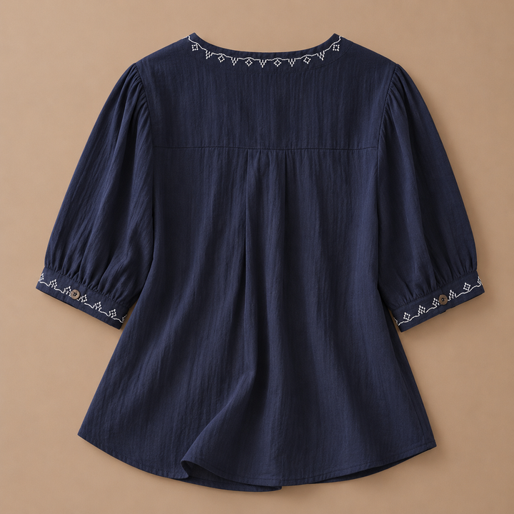 Solenne | Cotton Linen Blouse - Helen & Olivia Manhattan