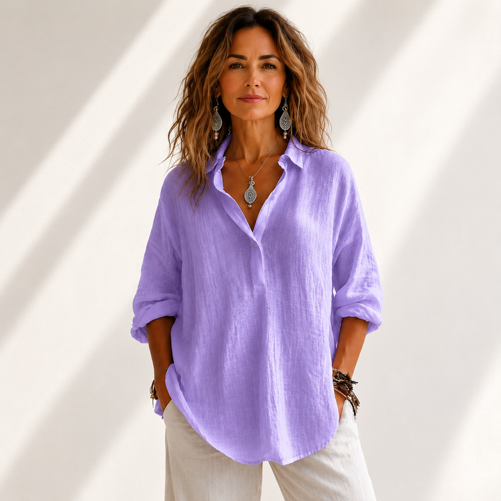 Maren | Cotton Linen Blouse - Helen & Olivia Manhattan