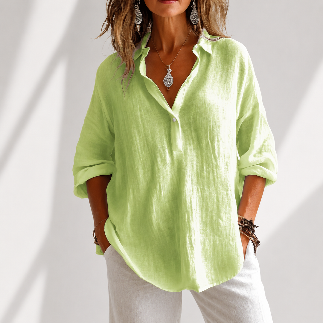 Maren | Cotton Linen Blouse - Helen & Olivia Manhattan