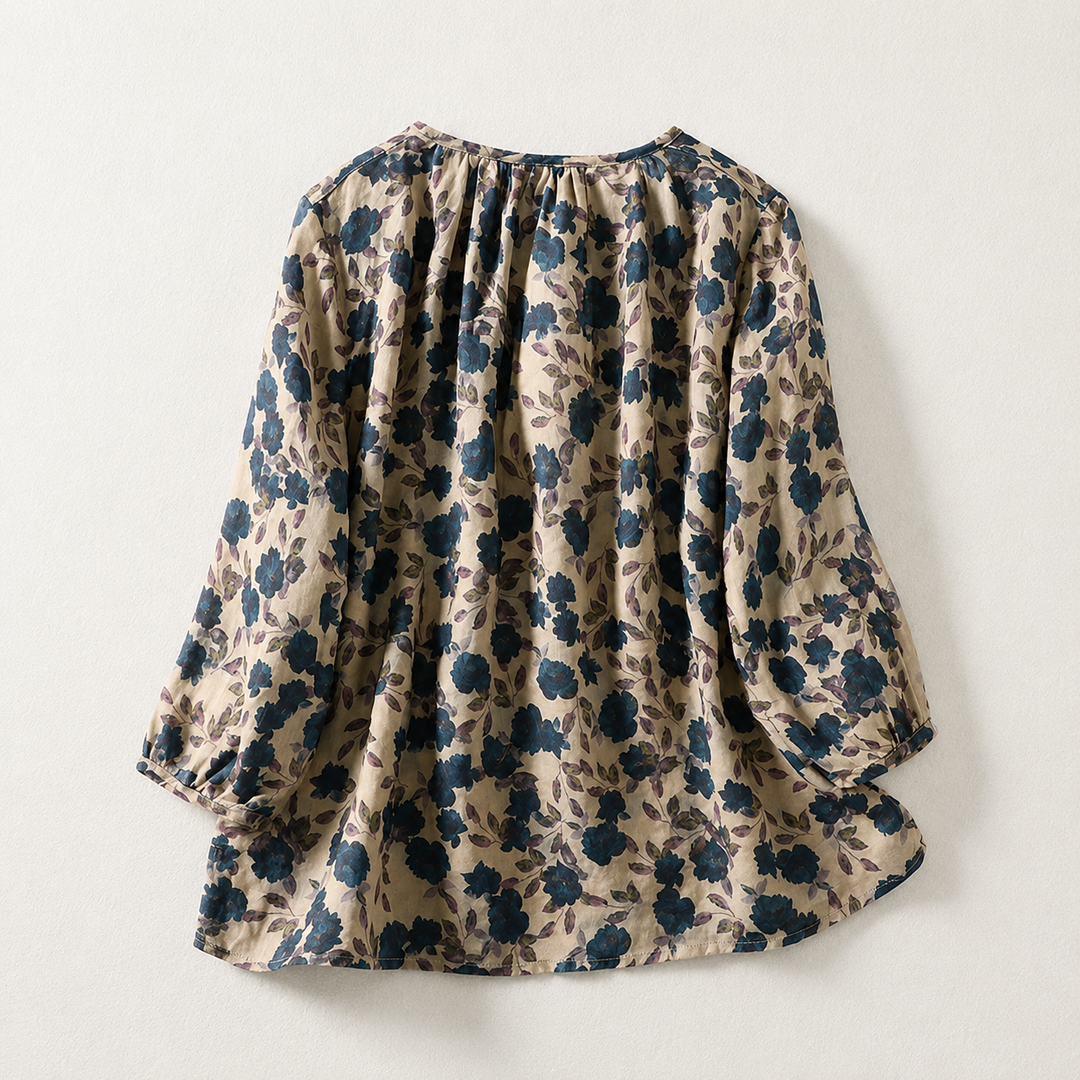 Elise | Floral Cotton Linen Top - Helen & Olivia Manhattan