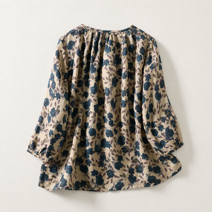 Elise | Floral Cotton Linen Top - Helen & Olivia Manhattan