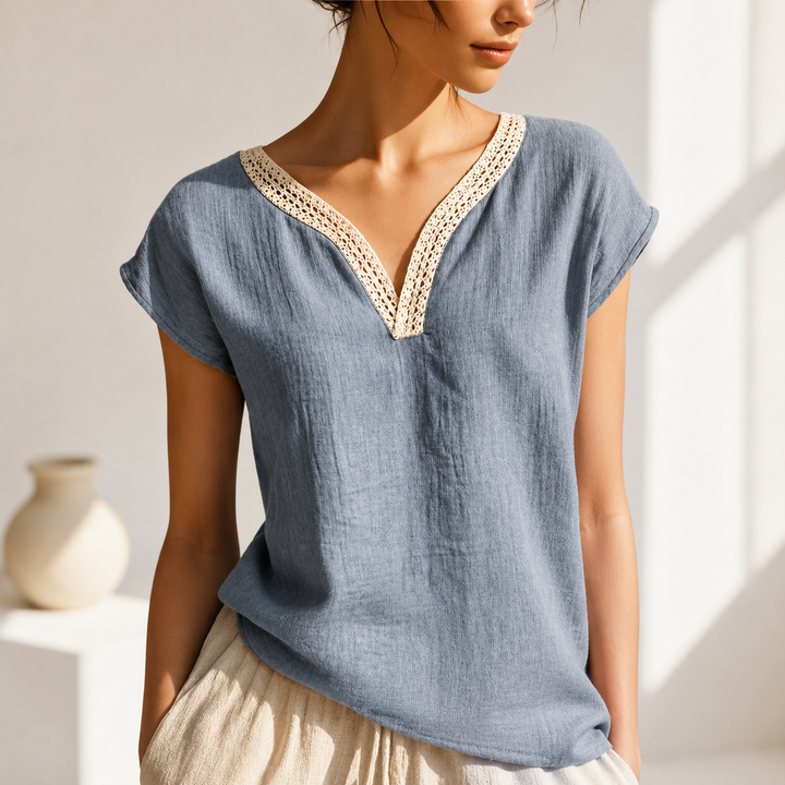 Elira | Relaxed V-Neck Top - Helen & Olivia Manhattan