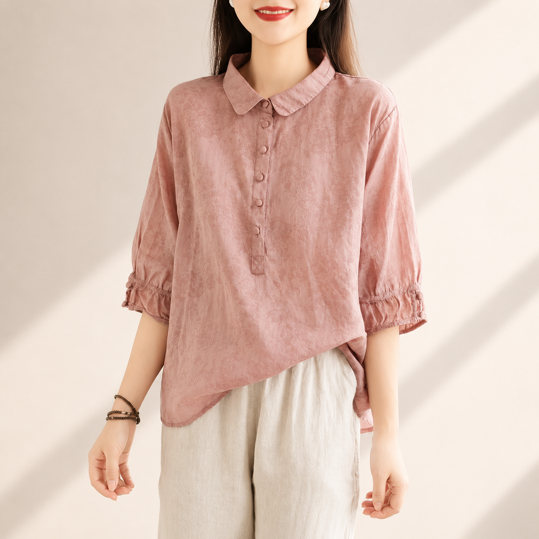 Maeve | Cotton Linen Button Blouse - Helen & Olivia Manhattan