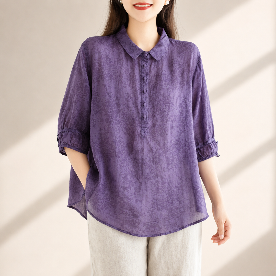 Maeve | Cotton Linen Button Blouse - Helen & Olivia Manhattan