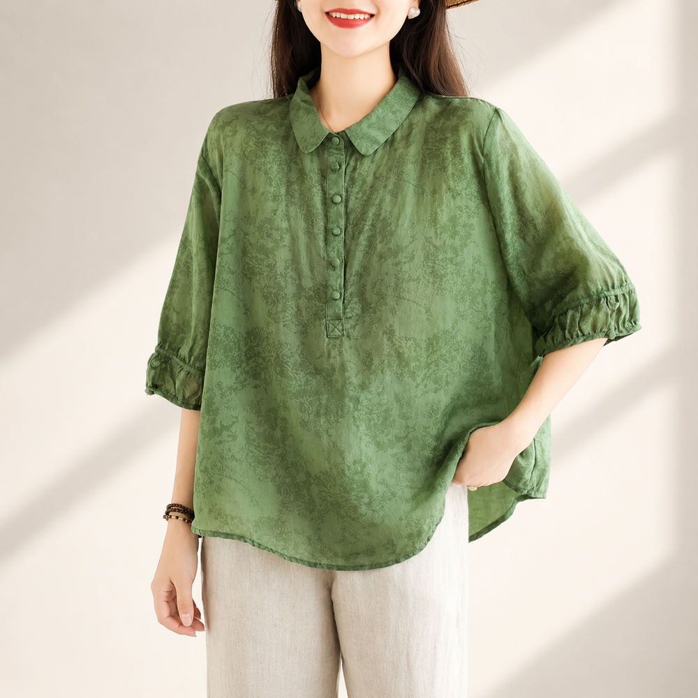 Maeve | Cotton Linen Button Blouse - Helen & Olivia Manhattan