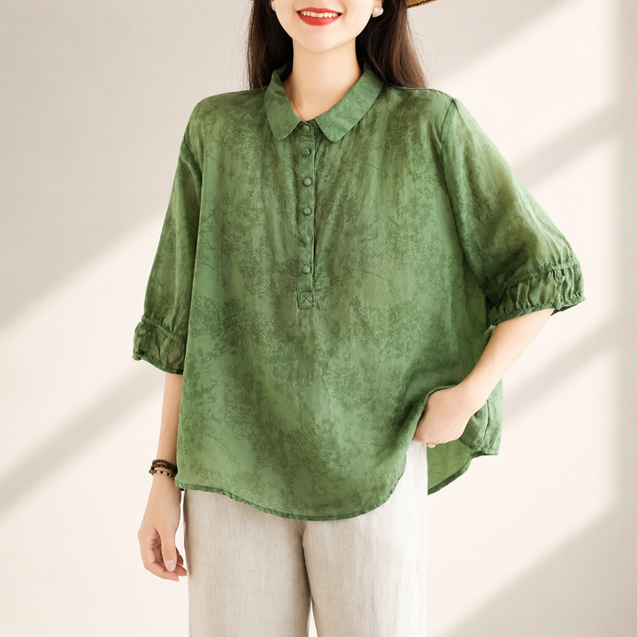 Maeve | Cotton Linen Button Blouse - Helen & Olivia Manhattan