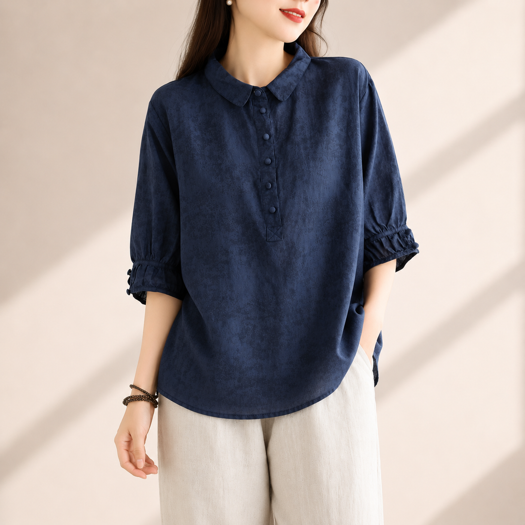 Maeve | Cotton Linen Button Blouse - Helen & Olivia Manhattan