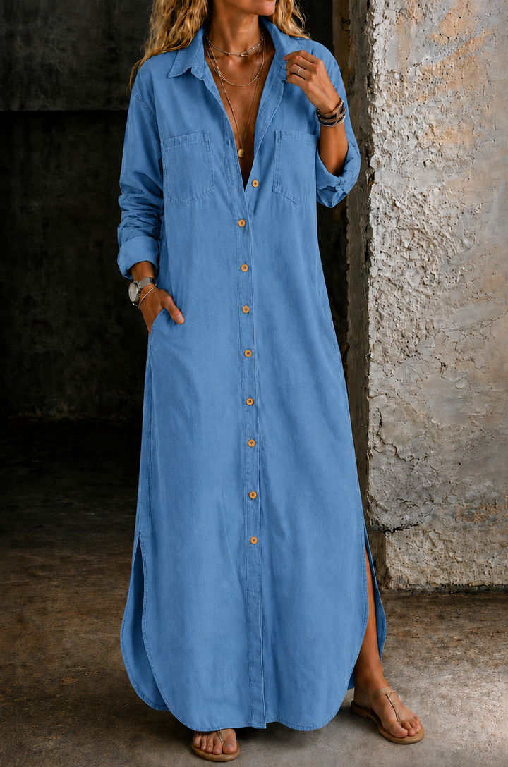 Delana | Dress in Denim with Buttons