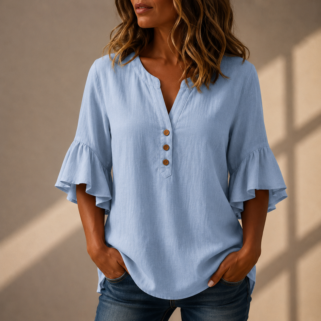 Adeline | Ruffle Sleeve Blouse - Helen & Olivia Manhattan