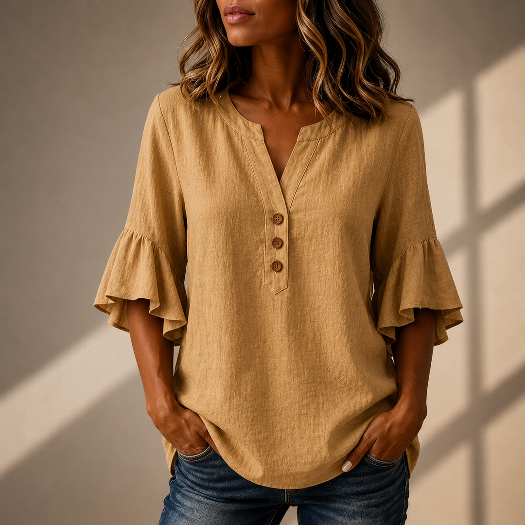 Adeline | Ruffle Sleeve Blouse - Helen & Olivia Manhattan