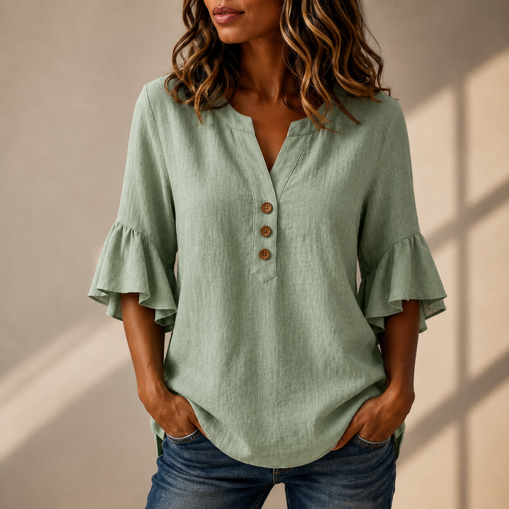 Adeline | Ruffle Sleeve Blouse - Helen & Olivia Manhattan