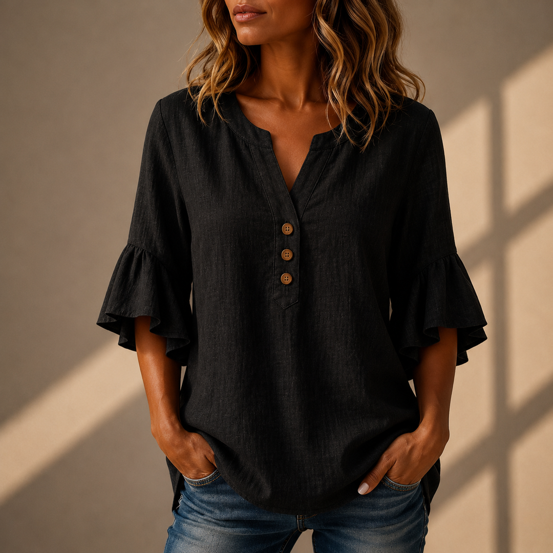 Adeline | Ruffle Sleeve Blouse - Helen & Olivia Manhattan