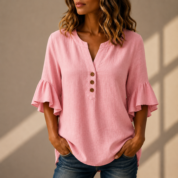 Adeline | Ruffle Sleeve Blouse - Helen & Olivia Manhattan