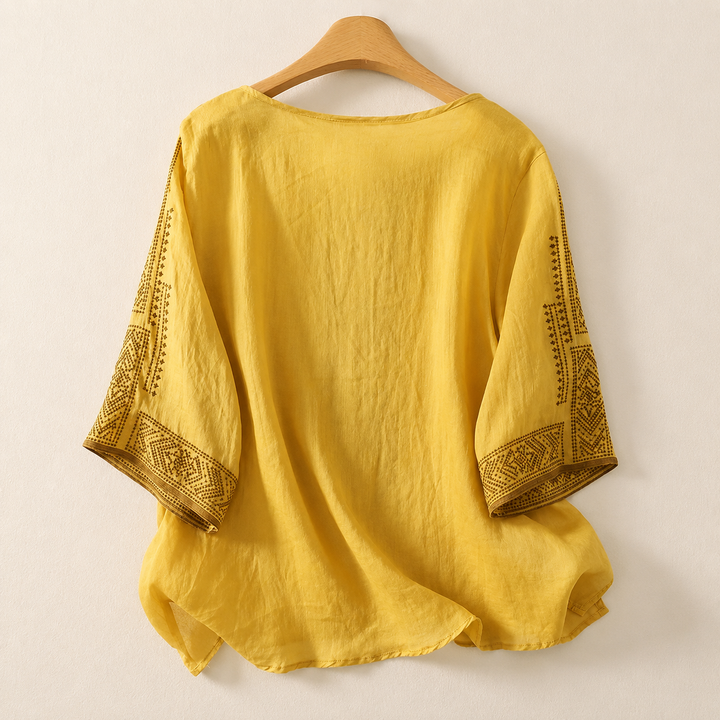 Celine | Cotton Linen Blouse - Helen & Olivia Manhattan