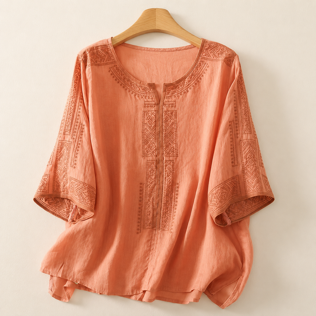 Celine | Cotton Linen Blouse - Helen & Olivia Manhattan