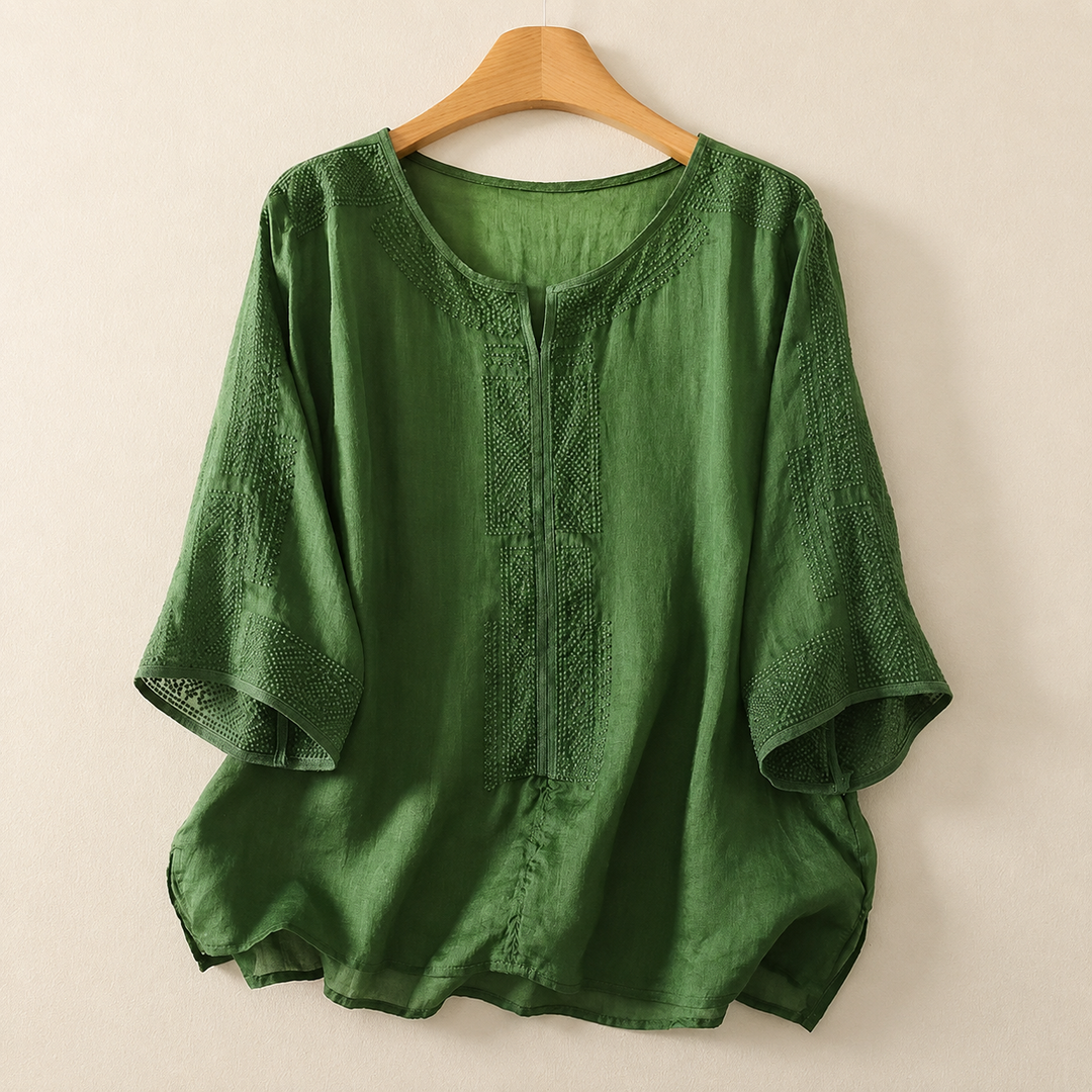 Celine | Cotton Linen Blouse - Helen & Olivia Manhattan