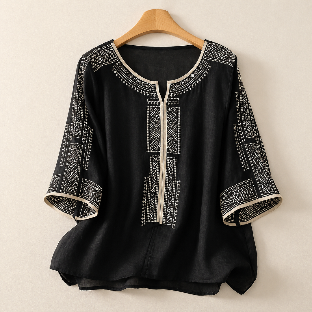 Celine | Cotton Linen Blouse - Helen & Olivia Manhattan