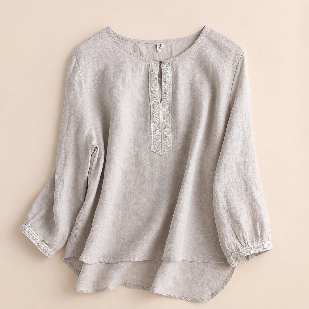 Fiora | Cotton Linen Blouse - Helen & Olivia Manhattan