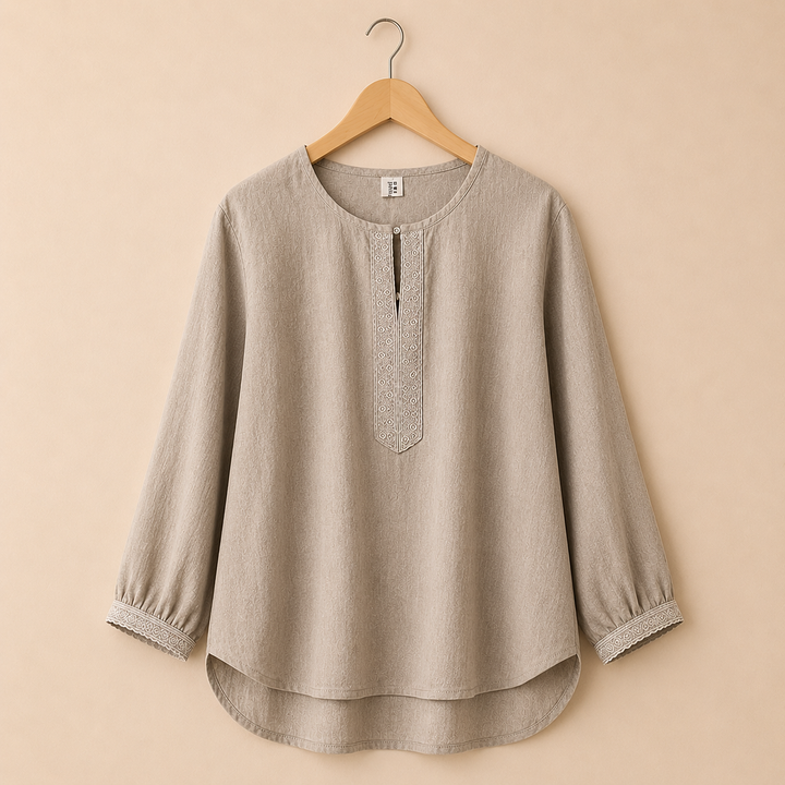 Fiora | Cotton Linen Blouse - Helen & Olivia Manhattan