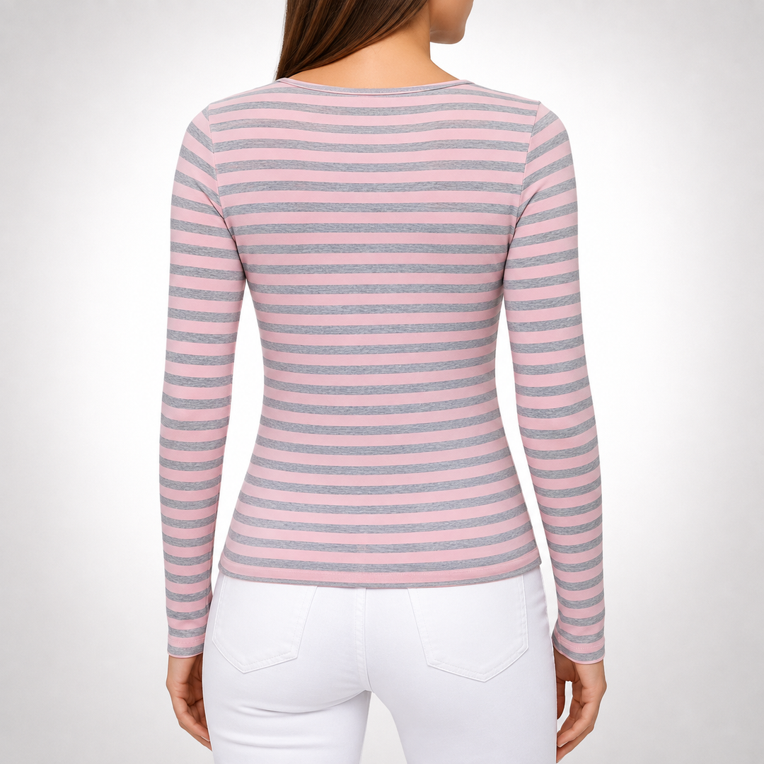 Nora | Striped Long Sleeve Shirt - Helen & Olivia Manhattan