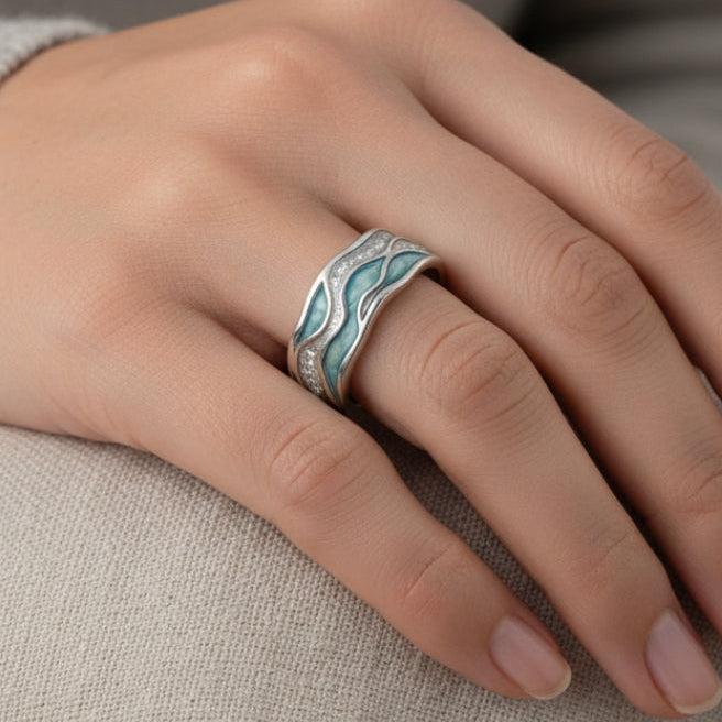 Silver Ring Turquoise Onde