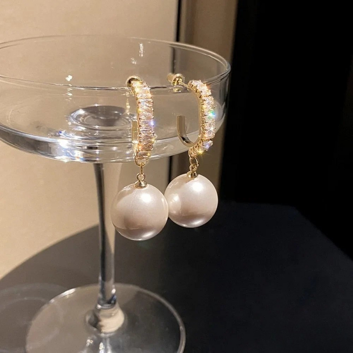 Elegant Earrings with Pearls & Zirconia