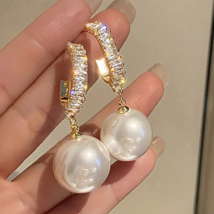 Elegant Earrings with Pearls & Zirconia